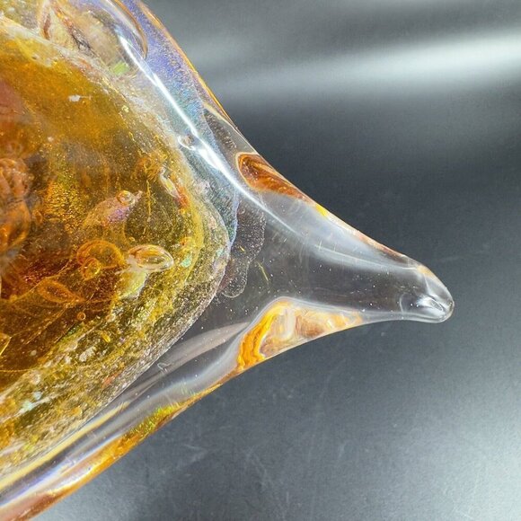 Hand Blown Art Glass Heart Figurine Paperweight Multicolor Swirls Artist Signed - Picture 5 of 16